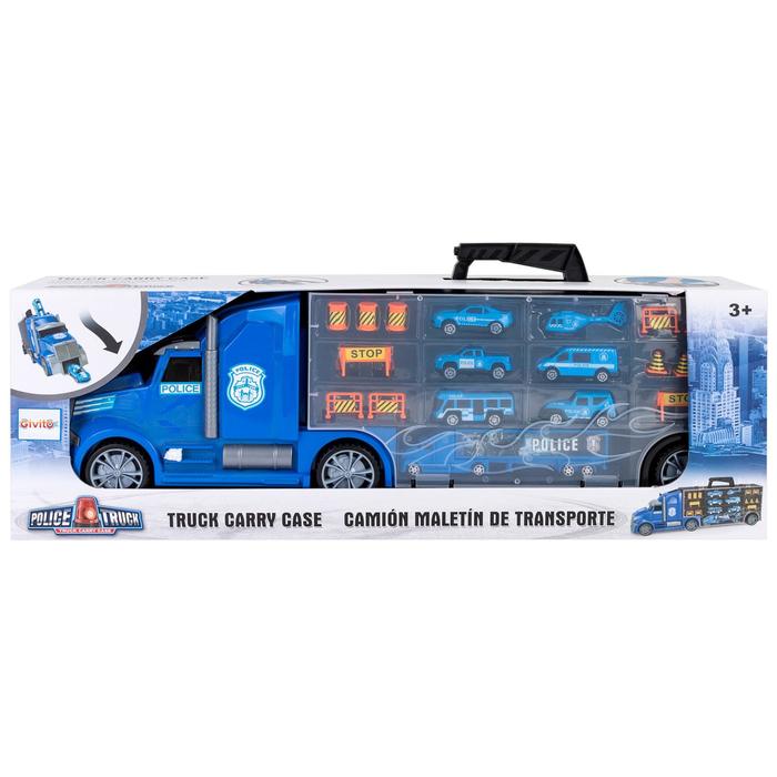 Автовоз кейс Givito «Полицейский участок», с машинками, с тоннелем, цвет синий, 64 см - фото 1908709731