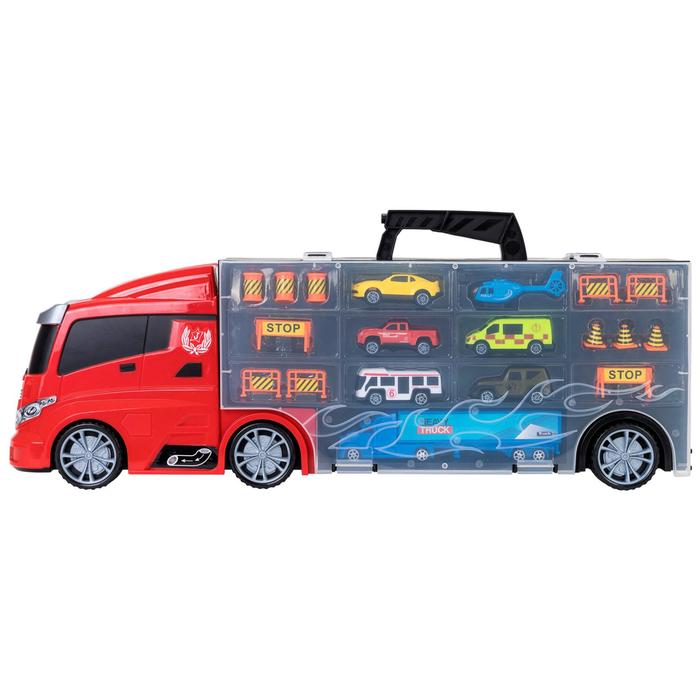 Автовоз кейс Givito «Мой город», с машинками, с тоннелем, цвет красный, 59 см - фото 1908709748