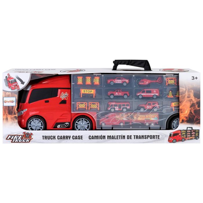 Автовоз кейс Givito «Служба спасения», с машинками, с тоннелем, цвет красный, 59 см - фото 1908709758
