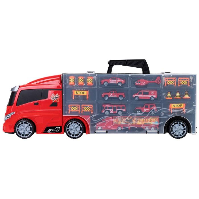 Автовоз кейс Givito «Служба спасения», с машинками, с тоннелем, цвет красный, 59 см - фото 1908709759