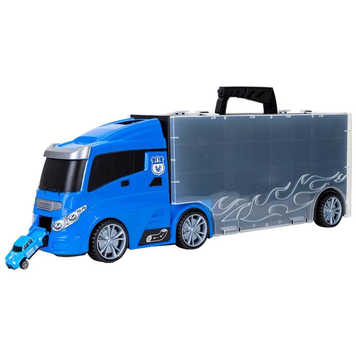 Автовоз кейс Givito «Полицейский участок», с машинками, с тоннелем, цвет синий, 59 см - фото 1908709770
