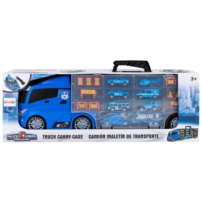 Автовоз кейс Givito «Полицейский участок», с машинками, с тоннелем, цвет синий, 59 см - фото 1908709773