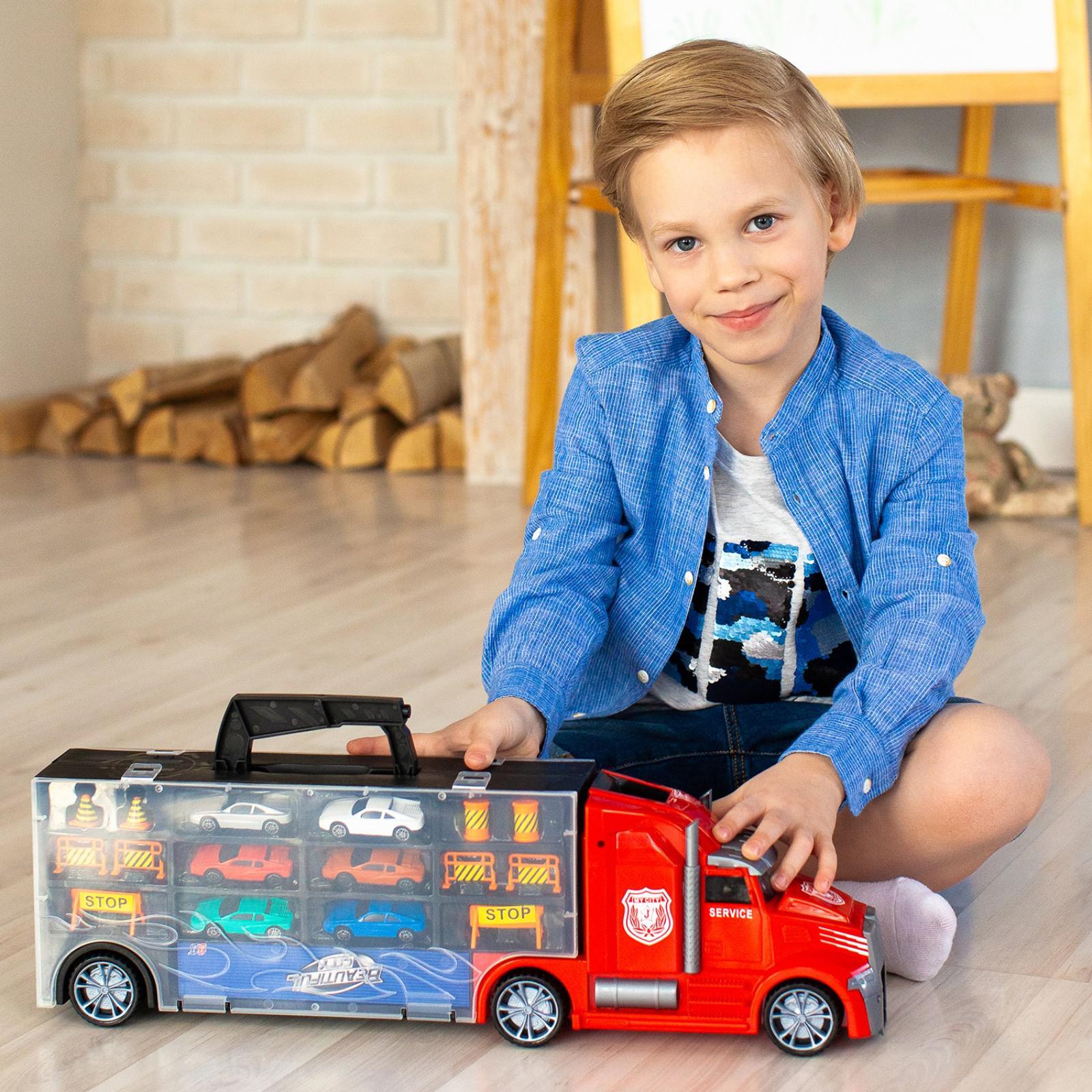 Автовоз кейс Givito «Мой город», с машинками, с тоннелем, цвет красный ...