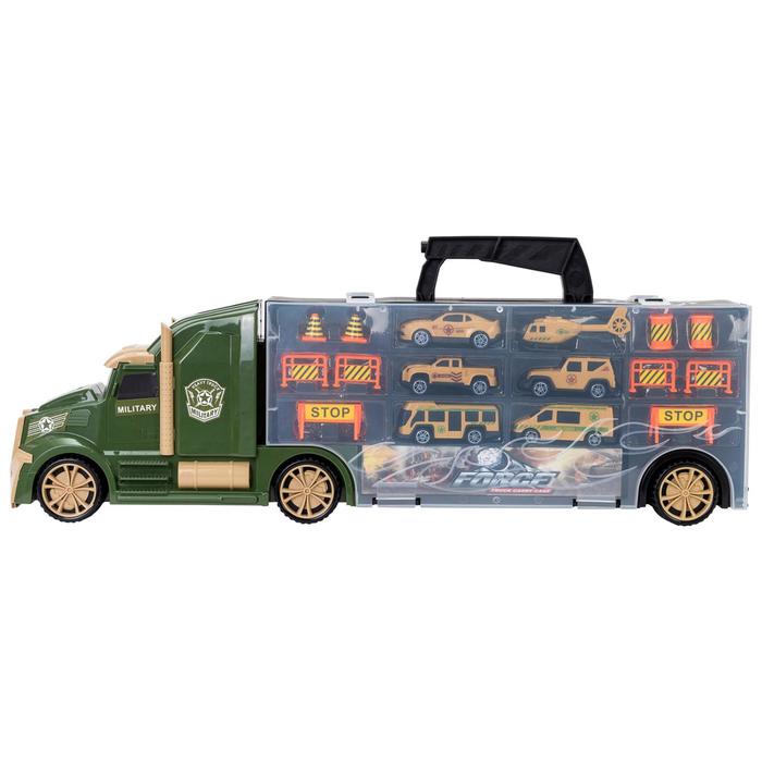 Автовоз кейс Givito «Милитари», с машинками, с тоннелем, цвет зелёный, 54 см - фото 1908709838