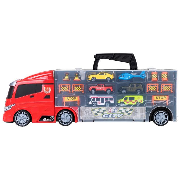 Автовоз кейс Givito «Мой город», с машинками, с тоннелем, цвет красный, 51.5 см - фото 1891083383