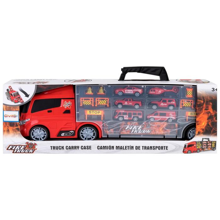 Автовоз кейс Givito «Служба спасения», с машинками, с тоннелем, цвет красный, 51.5 см - фото 1927709580