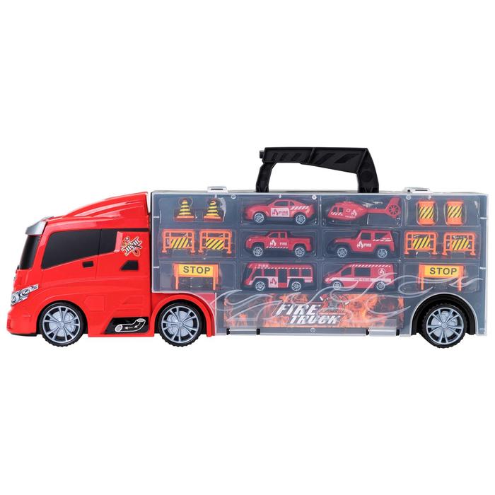 Автовоз кейс Givito «Служба спасения», с машинками, с тоннелем, цвет красный, 51.5 см - фото 1927709581