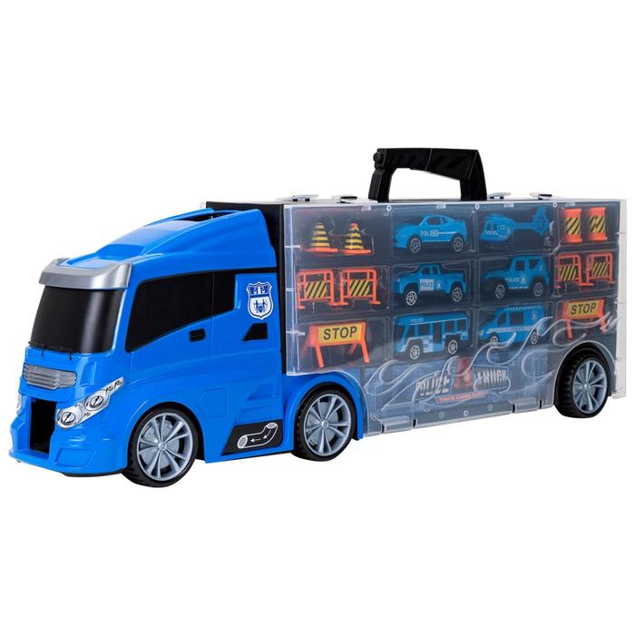 Автовоз кейс Givito «Полицейский участок», с машинками, с тоннелем, цвет синий, 51.5 см - фото 1908709868