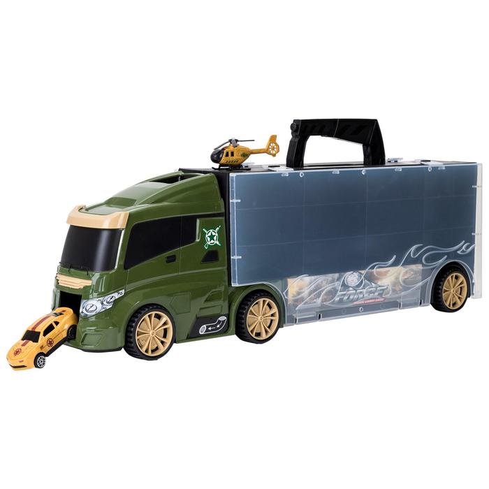 Автовоз кейс Givito «Милитари», с машинками, с тоннелем, цвет зелёный, 51.5 см - фото 1908710262