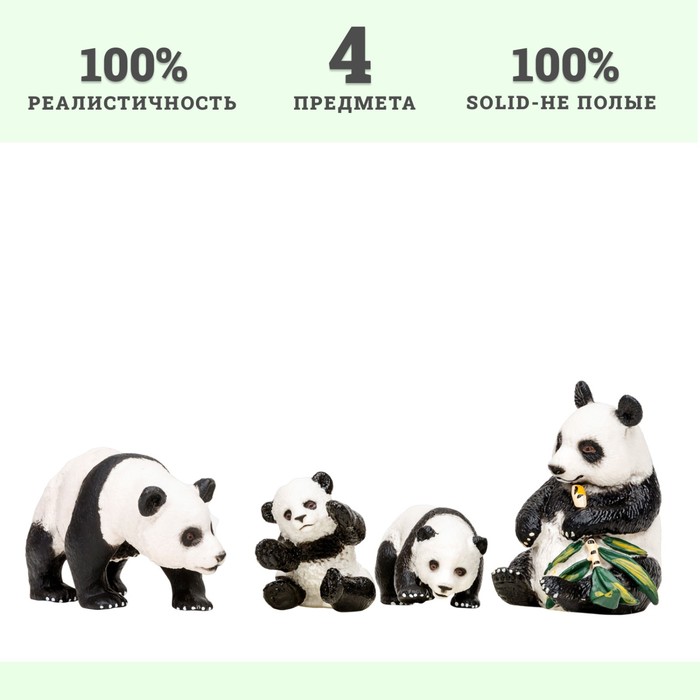 Набор фигурок «Мир диких животных: семья панд», 4 предмета - фото 1905802069