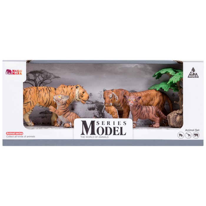 Набор фигурок «Мир диких животных: семья тигров», 6 предметов - фото 1905802117