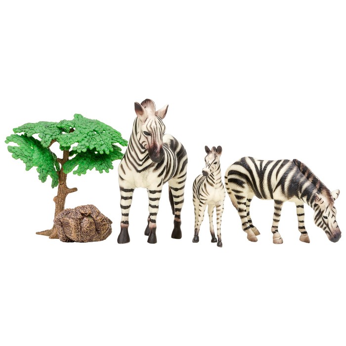 Набор фигурок «Мир диких животных: семья зебр», 5 предметов - фото 1905802118