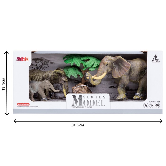 Набор фигурок «Мир диких животных: семья слонов», 5 предметов - фото 1905802130