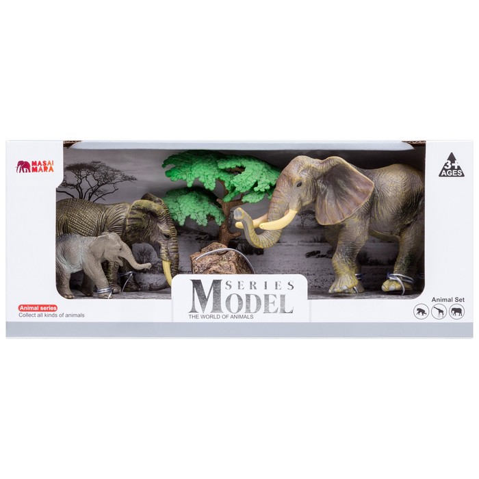 Набор фигурок «Мир диких животных: семья слонов», 5 предметов - фото 1905802139