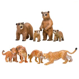 Набор фигурок «Мир диких животных: семья ягуаров и семья медведей», 8 предметов