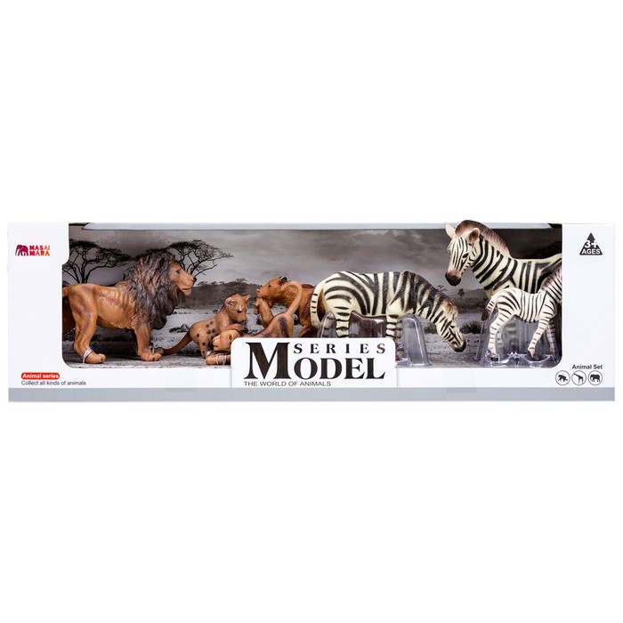 Набор фигурок «Мир диких животных: семьи львов и семья зебр», 7 фигурок - фото 1905802178
