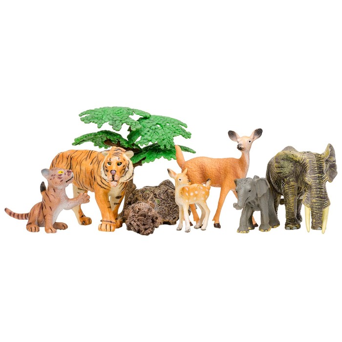 Набор фигурок «Мир диких животных», 6 фигурок, 3 аксессуара