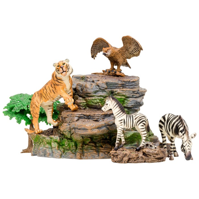 Набор фигурок «Мир диких животных», 4 фигурки, 3 аксессуара - фото 1905802192
