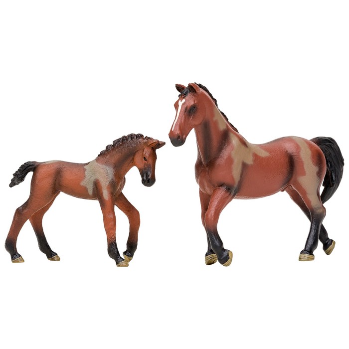 Набор фигурок «Мир лошадей»: 2 лошади, ограждение-загон - фото 1905802227