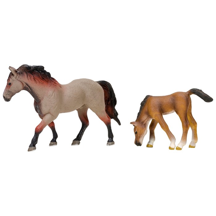 Набор фигурок «Мир лошадей»: 2 лошади, ограждение-загон - фото 1905802237