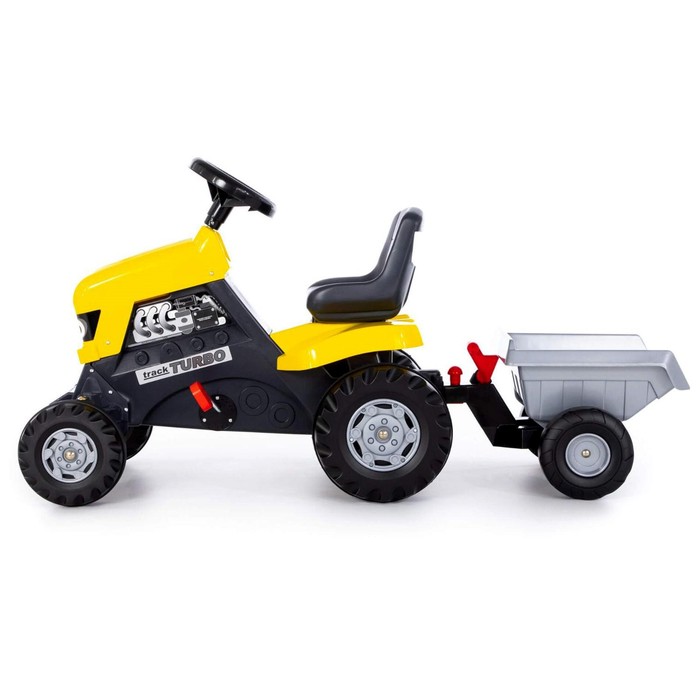 Педальная машина для детей Turbo, трактор, с полуприцепом, цвет жёлтый - фото 1911576383
