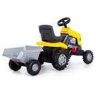Педальная машина для детей Turbo, трактор, с полуприцепом, цвет жёлтый - Фото 4