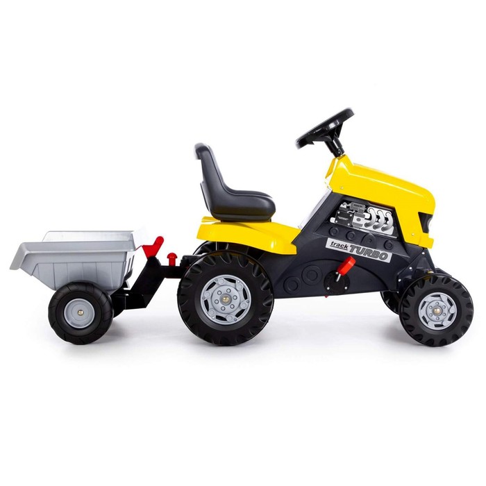 Педальная машина для детей Turbo, трактор, с полуприцепом, цвет жёлтый - фото 1911576386