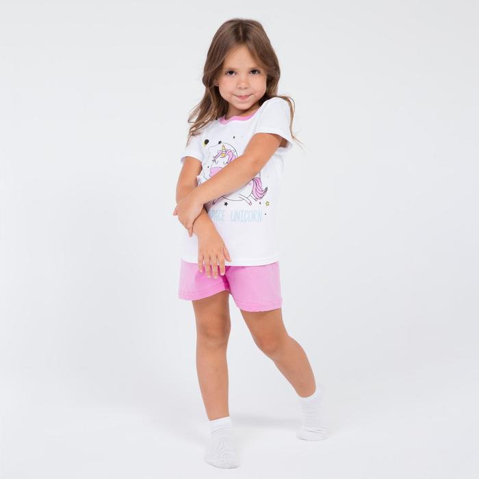 Пижама для девочки, цвет белый/розовый, рост 116 см (40) - Фото 1