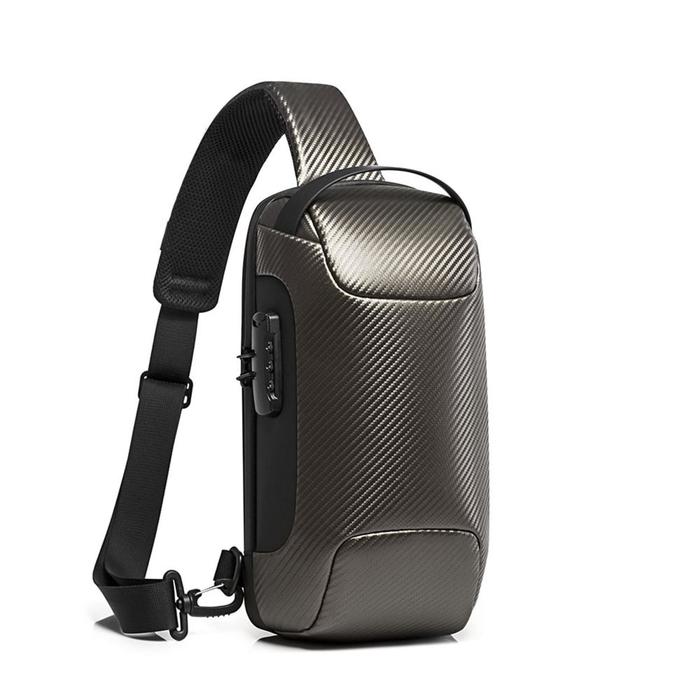 Рюкзак молодежный на 1 лямке с USB Bange plus серый металлик, 9.7