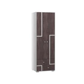 Шкаф 2-х дверный для одежды «Омега 16», 670 × 510 × 2040 мм, ясень анкор светлый / тёмный
