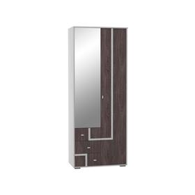 Шкаф 2-х дверный с зеркалом «Омега 16», 800 × 510 × 2040 мм, ясень анкор светлый / тёмный