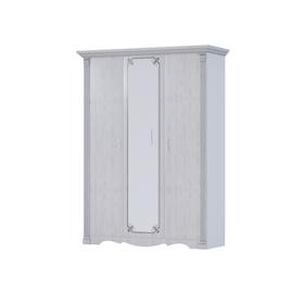 Шкаф 3-х дверный для одежды и белья «Ольга 1Н», зеркало, белый экспо / ясень анкор светлый