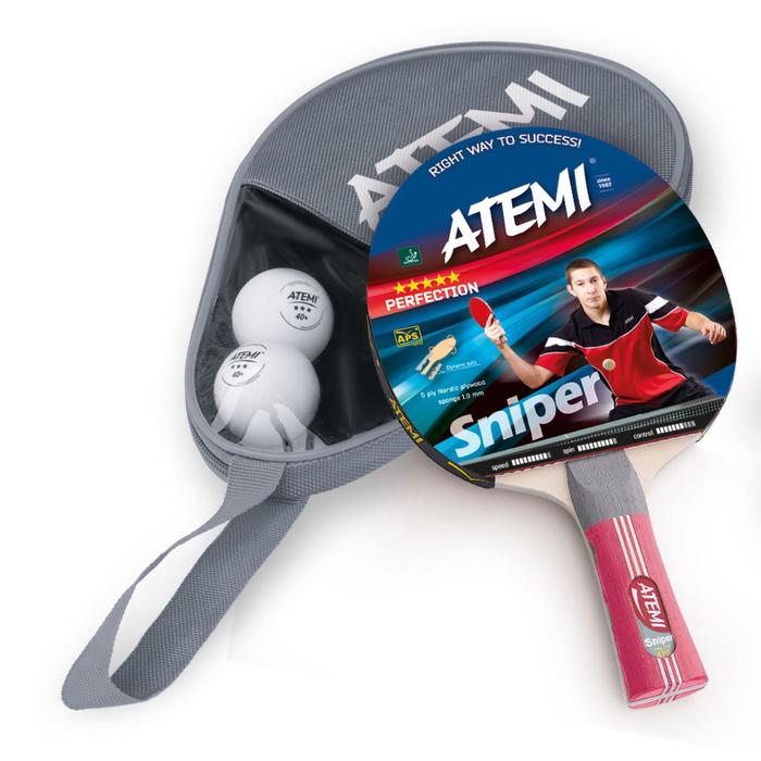 Набор для настольного тенниса Atemi Sniper APS: 1 ракетка, чехол, 2 мяча - Фото 1