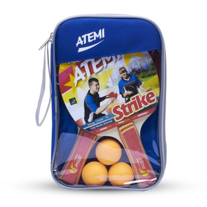 Набор для настольного тенниса Atemi STRIKE: 2 ракетки, чехол, 3 мяча - Фото 1