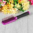 Расчёска массажная с прорезиненной ручкой, прямоугольная, цвет розовый - Фото 1