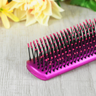 Расчёска массажная с прорезиненной ручкой, прямоугольная, цвет розовый - Фото 2