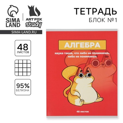 Тетрадь в клетку, предметная, 48 л.,на скрепке, А5 «ПЕРСОНАЖИ. Алгебра»