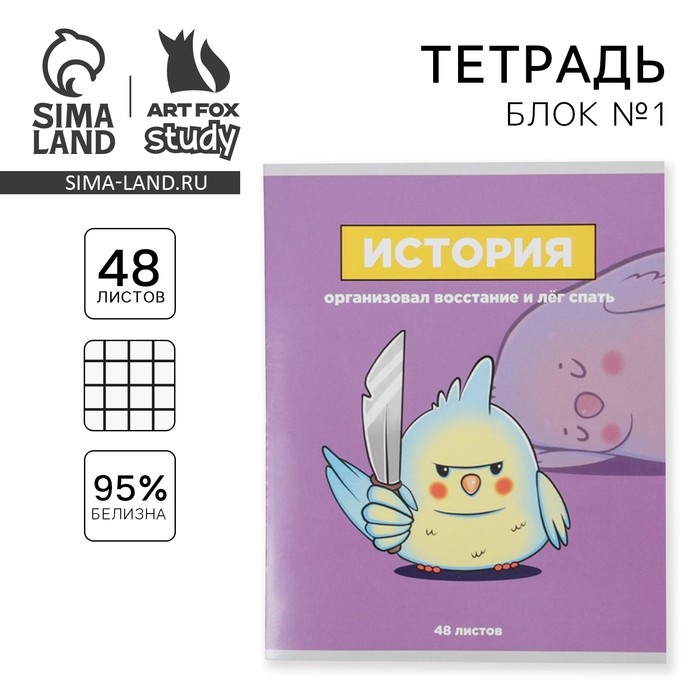 Тетрадь в клетку, предметная, 48 л., на скрепке, А5 «ПЕРСОНАЖИ. История» - Фото 1