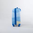 Чемодан малый 16", отдел на молнии, 4 колеса, цвет голубой - фото 53683431