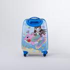 Чемодан малый 16", отдел на молнии, 4 колеса, цвет голубой - фото 53683432