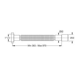 

Гофросифон BONOMINI 9345PP64B0WZ, 1 1/2" х 40/50 мм, без выпуска, L= 383-870 мм