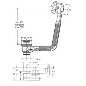 

Сифон для ванны BONOMINI 4027WZ50B7WZ, автомат, заглушка и перелив металл хром, d=40/50 мм