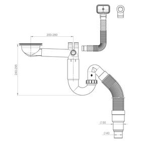 

Сифон для мойки PREVEX P-loc PL1-D9CF5-SANT-01, d=50/40 мм, серый
