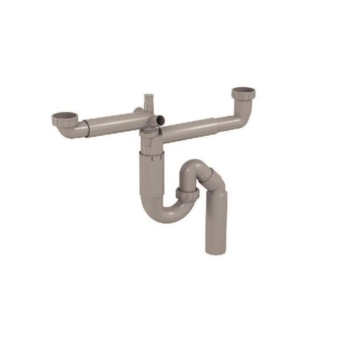 Сифон для мойки PREVEX P-loc PL2-N2NR5-001, d=50 мм, отвод для бытовой техники, серый