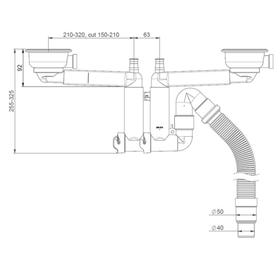 

Сифон для мойки PREVEX Smartloc 42K13923, двойной, d=50/40 мм, серый