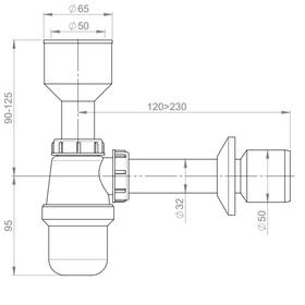 

Сифон для писсуара SantecPro AP1150, d=50 мм, белый