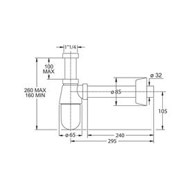 

Сифон для раковины BONOMINI 0570EC25K7WZ, накидная гайка 1 1/4", d=32х250 мм, хром