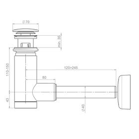 

Сифон для раковины PREVEX Easy Clean 1512412, d=40 мм, телескопический, клик-клак хром