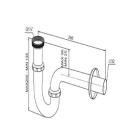 

Сифон для раковины SantecPro AQ4032R, 1 1/4", без перелива, металл, хром