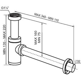 

Сифон для раковины SantecPro AQ4932R, 1 1/4", без перелива, латунь, хром